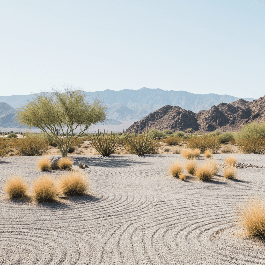 Clean gravel bed in a Coachella Valley yard