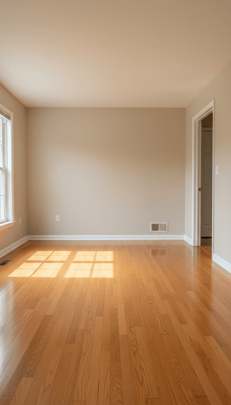Empty room with clean floors after a complete home cleanout