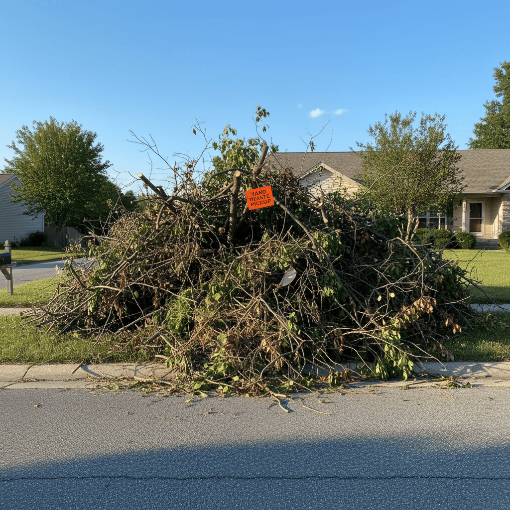 Pile of cut tree branches and yard waste