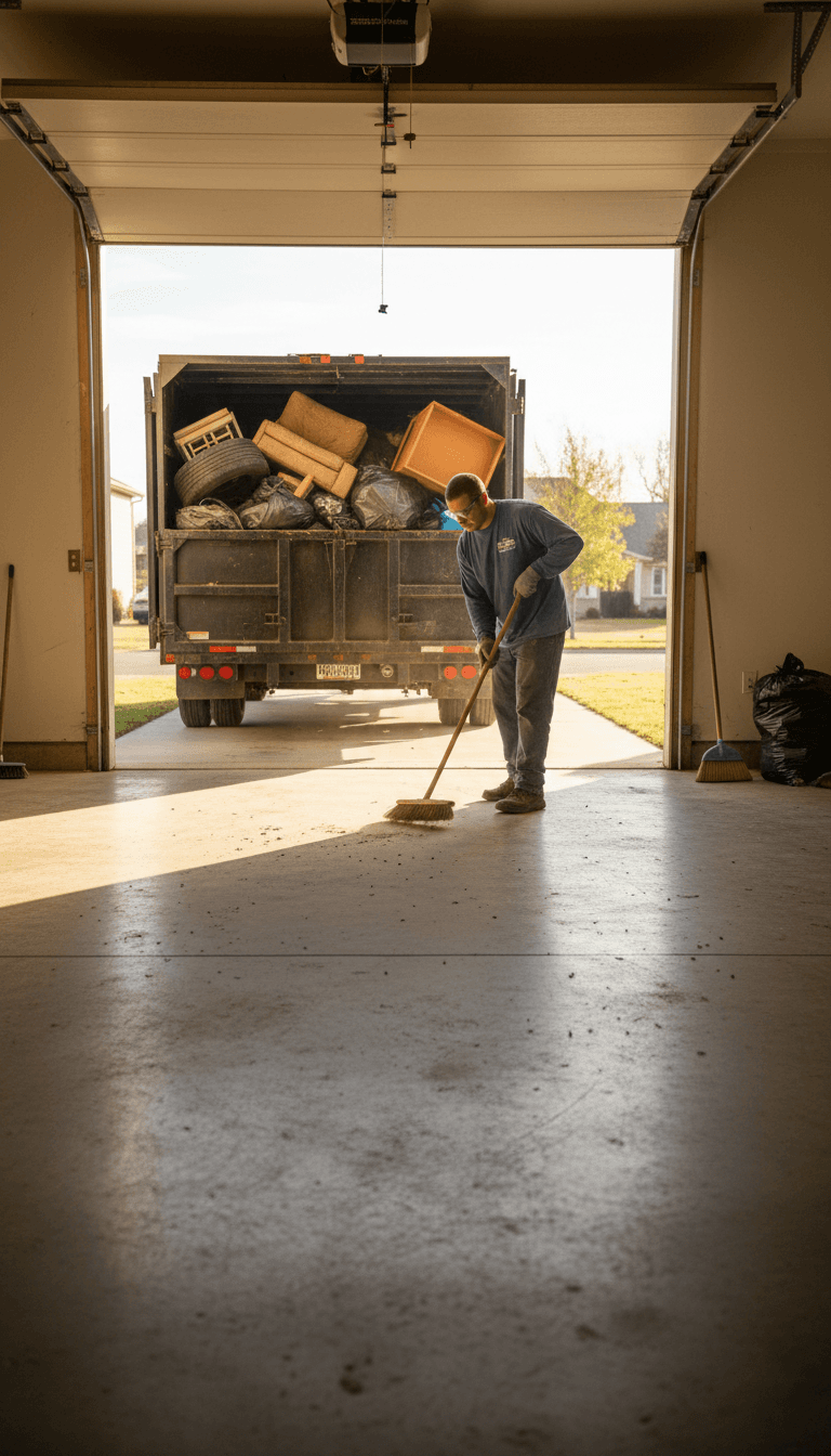 Clean garage after junk removal