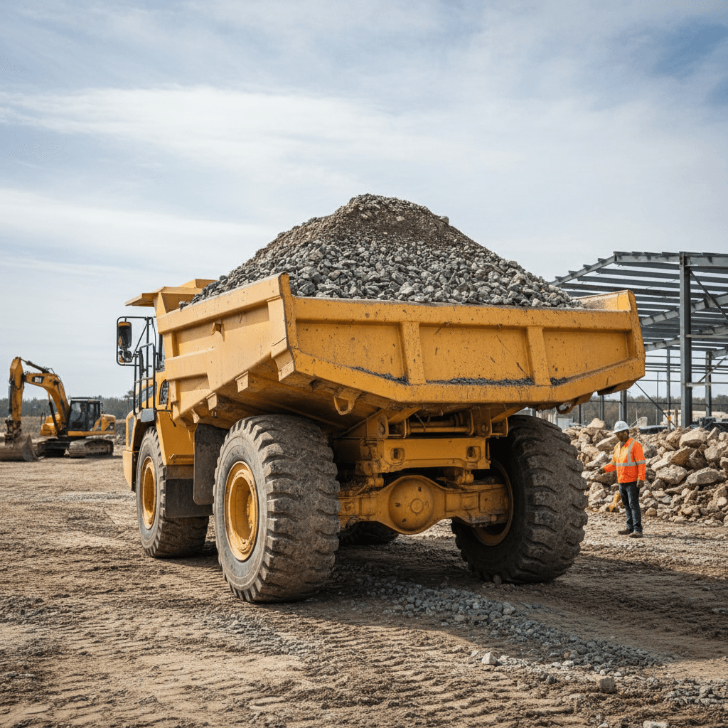 Truck loaded with rock for haul-off