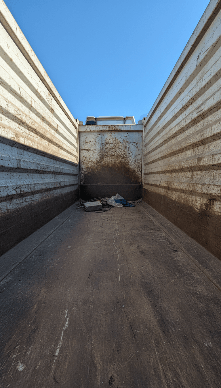 Empty dump trailer ready for loading